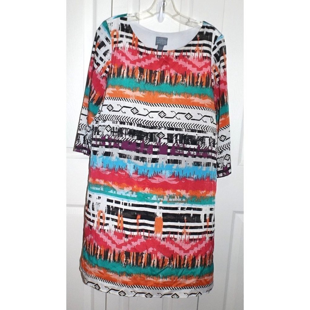 Rabbit Designs 12 Multicolor striped sheath dress 3/4 sleeve lined
